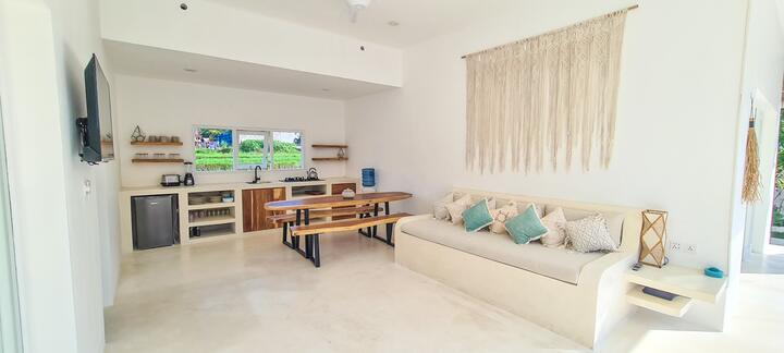 Open-plan living room and kitchen